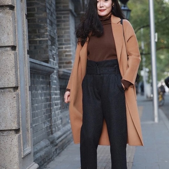 Classic Camel Hair Wool Wrap Coat - Picture 8 of 10